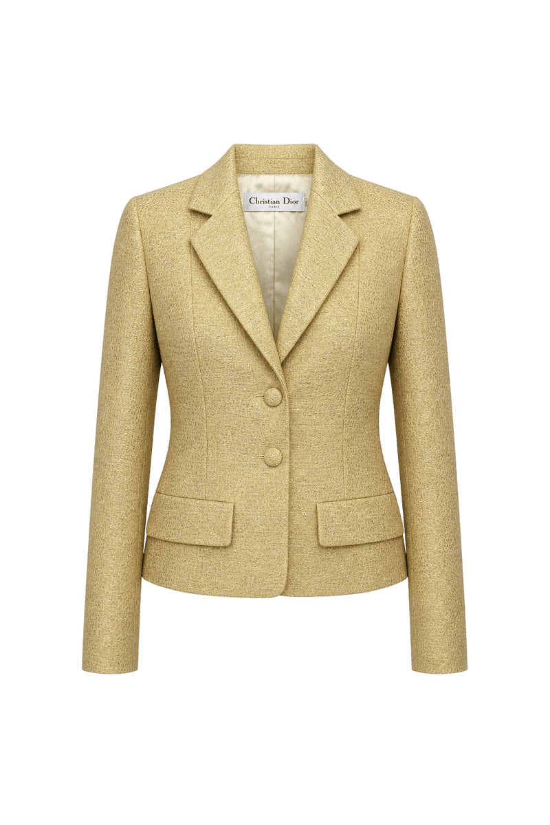 1980s Metallic Gold Brocade Blazer - Front View