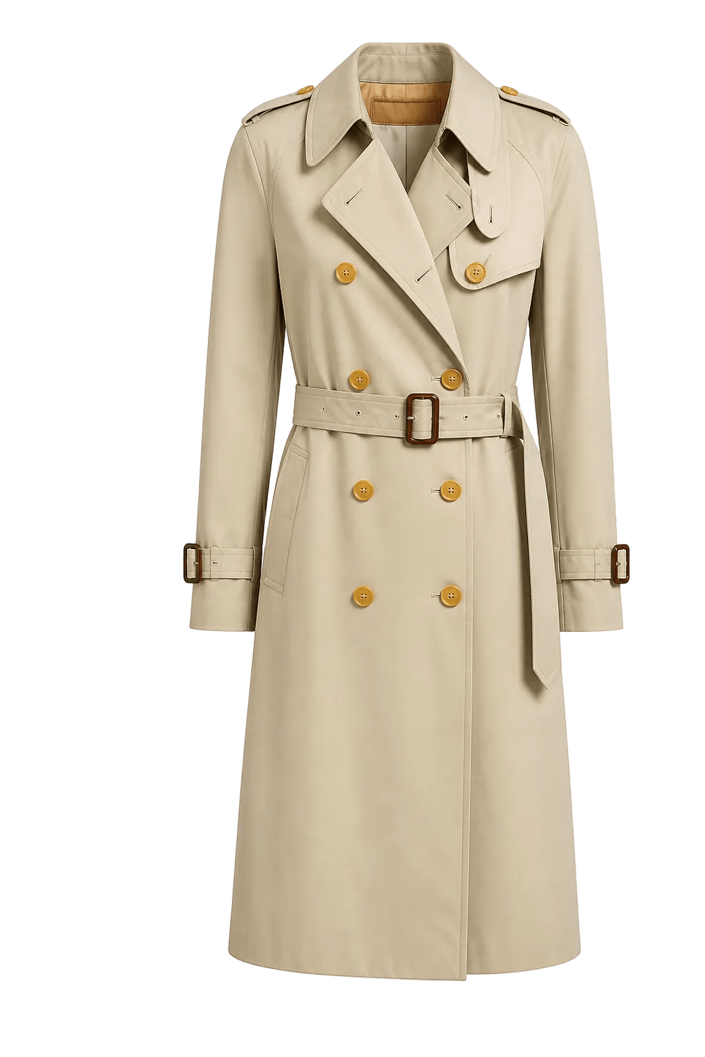 1980s Beige Cotton Blend Trench Coat - Front View