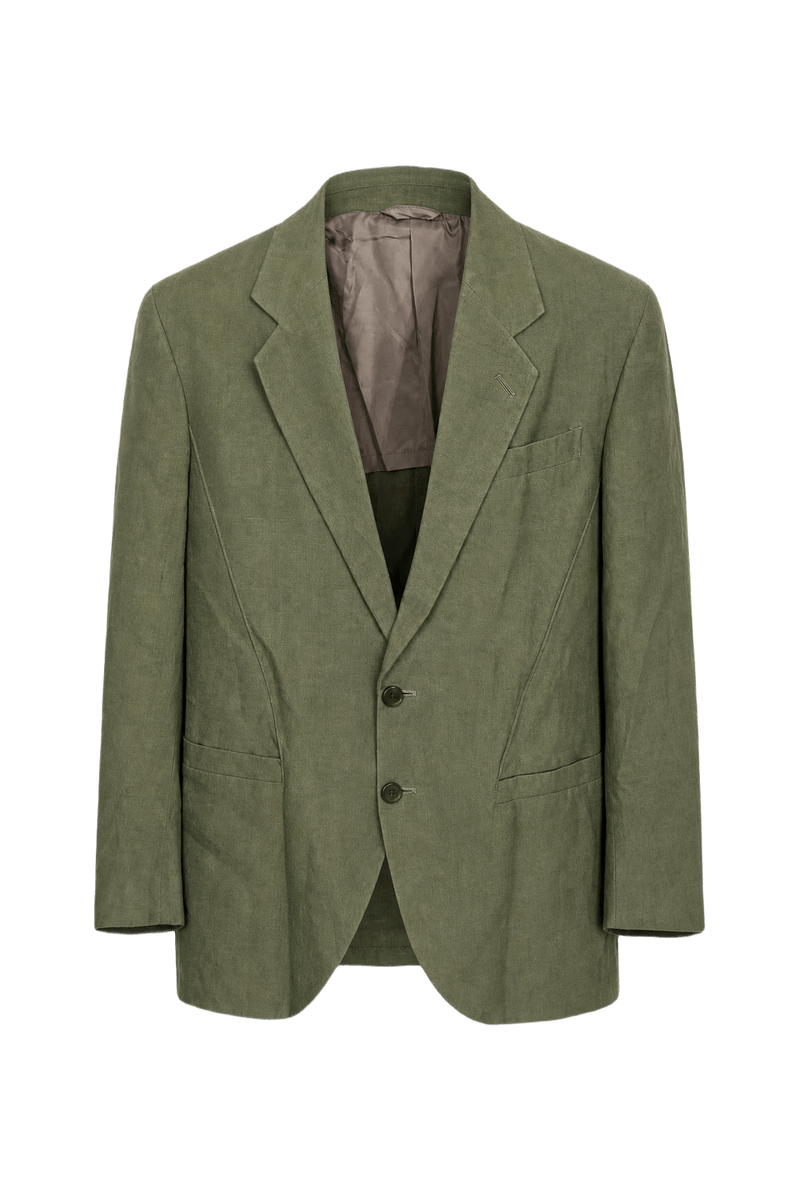 1980s Green Wool Blend Blazer - Front View