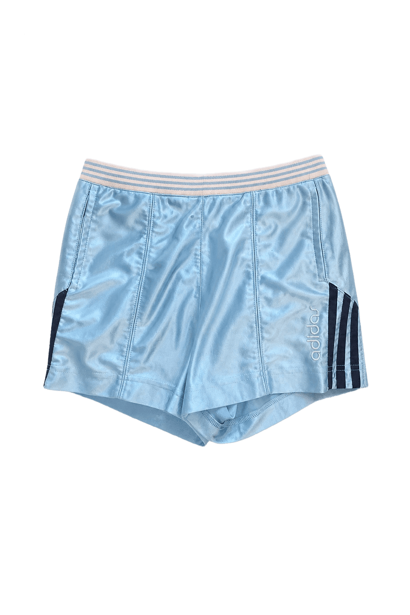 1980s Light Blue Satin Shorts - Front View