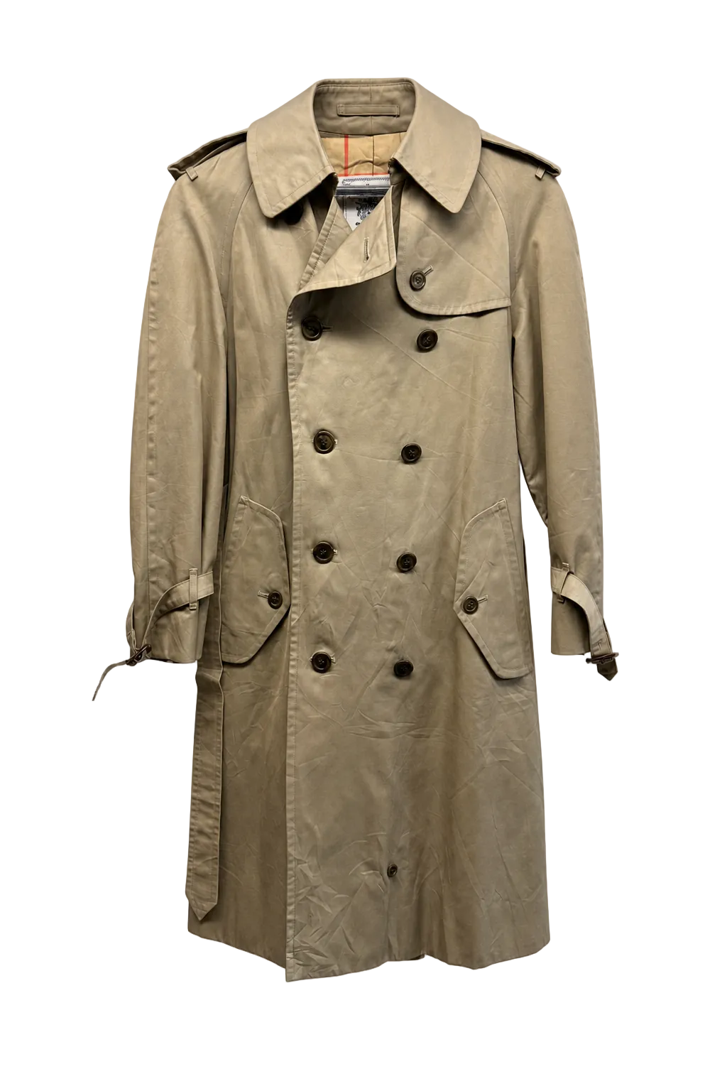 1980s Khaki Cotton Trench Coat - Front View