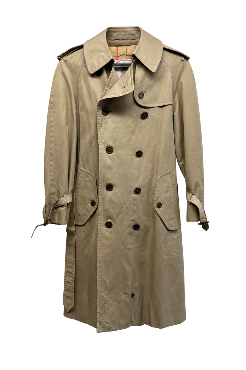 1980s Khaki Cotton Trench Coat - Front View