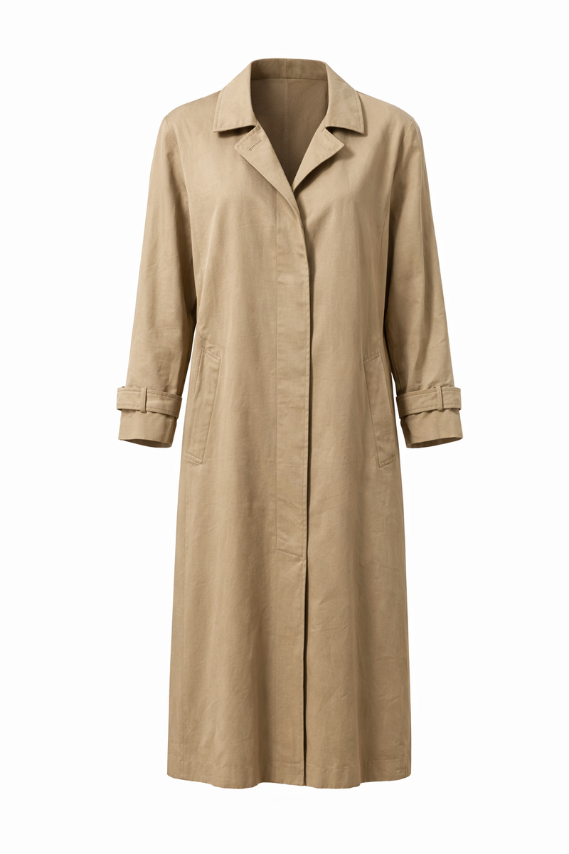 1980s Tan Cotton Trench Coat - Front View