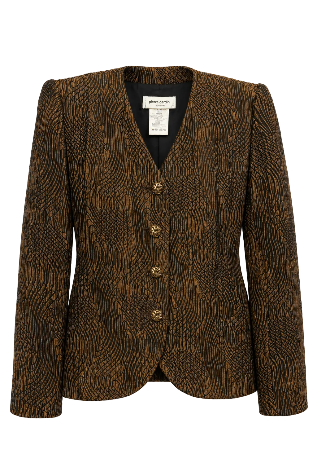 1990s Golden Brown Silk Blazer - Front View