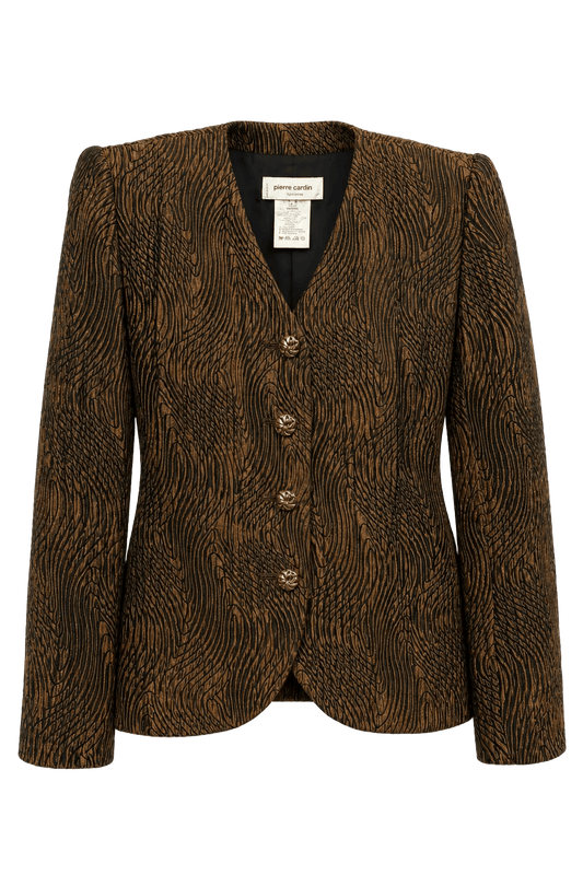 1990s Golden Brown Silk Blazer - Front View