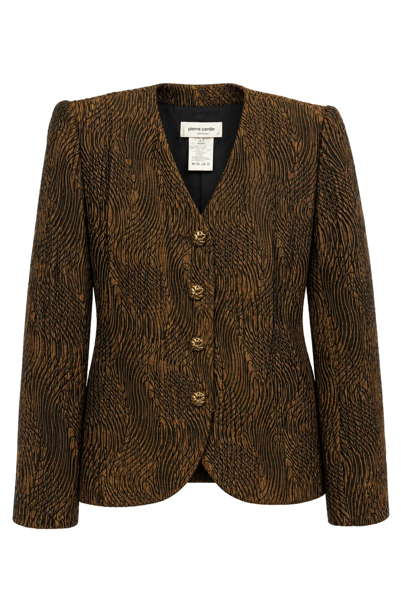 1990s Golden Brown Silk Blazer - Front View