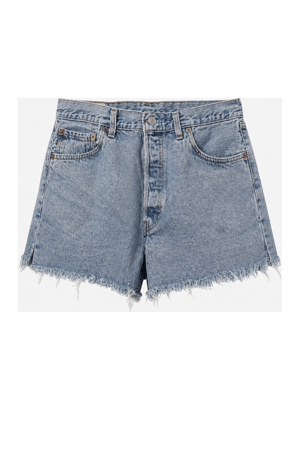 1990s Light Blue Cotton Denim Shorts - Front View