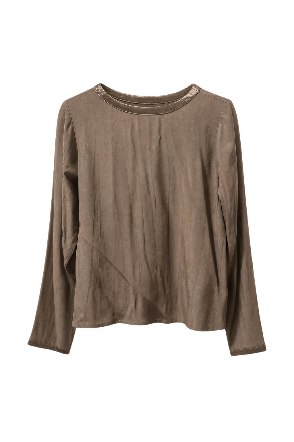 1990s Taupe Silk Blouse - Front View