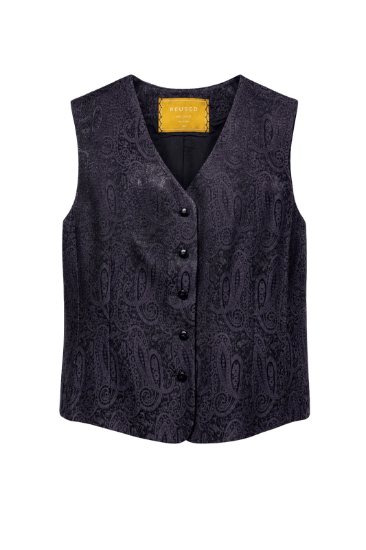 1970s Deep Purple Cotton Blend Vest - Front View