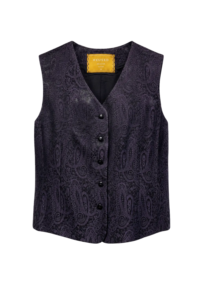 1970s Deep Purple Cotton Blend Vest - Front View