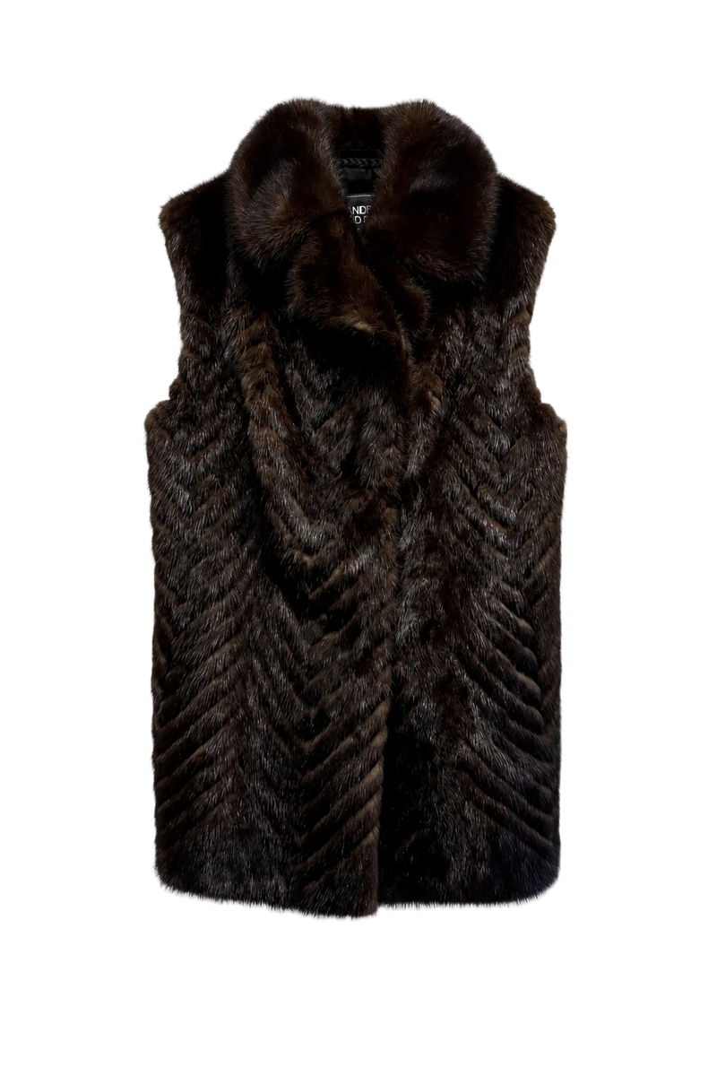 1980s Dark Brown Mink Fur Coat - Front View