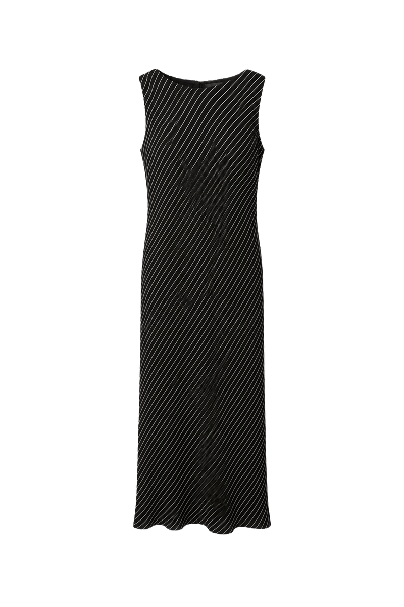1990s Black Synthetic Shift Dress - Front View