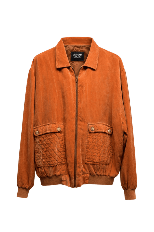 1980s Burnt Orange Rayon Jacket - Front View