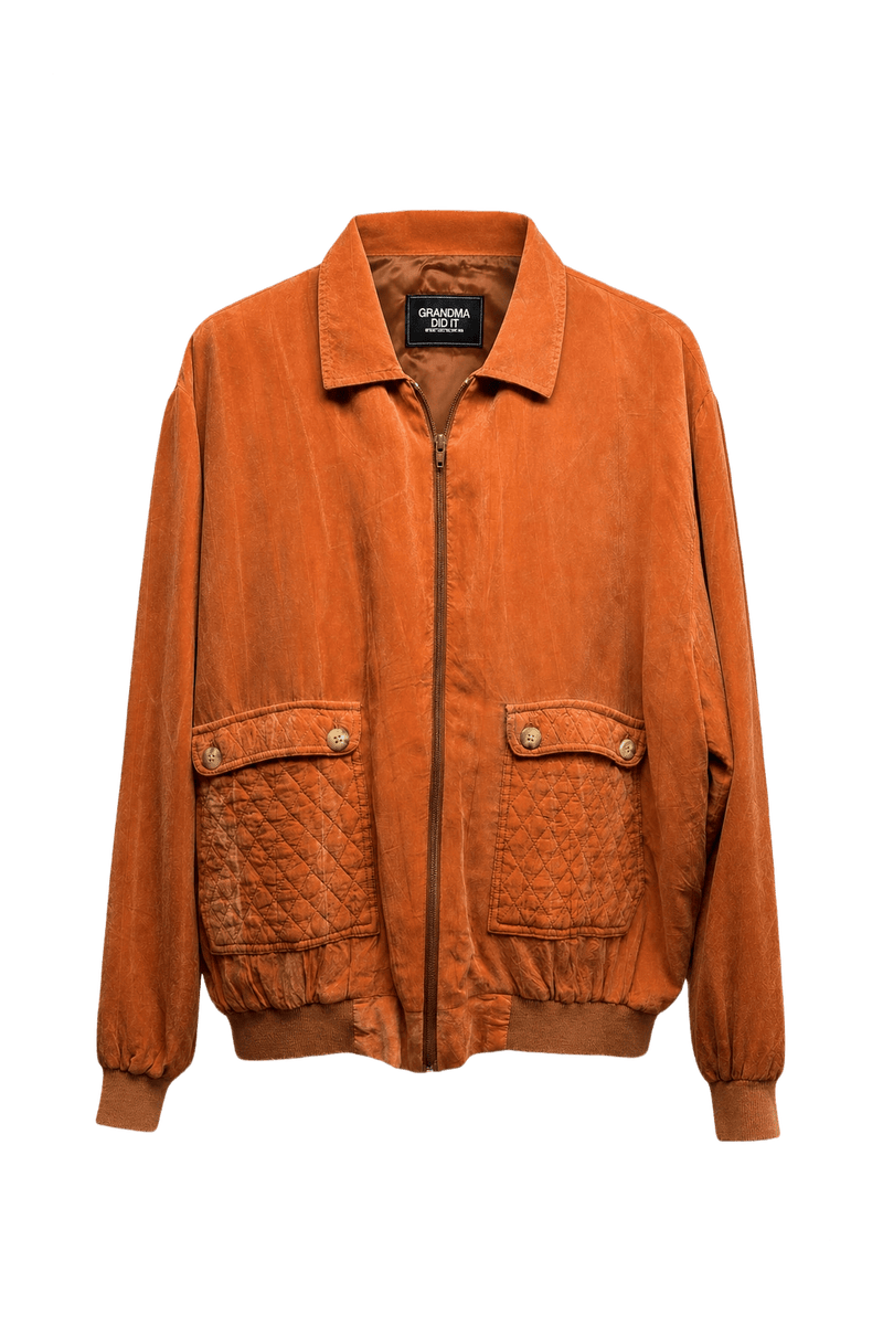 1980s Burnt Orange Rayon Jacket - Front View