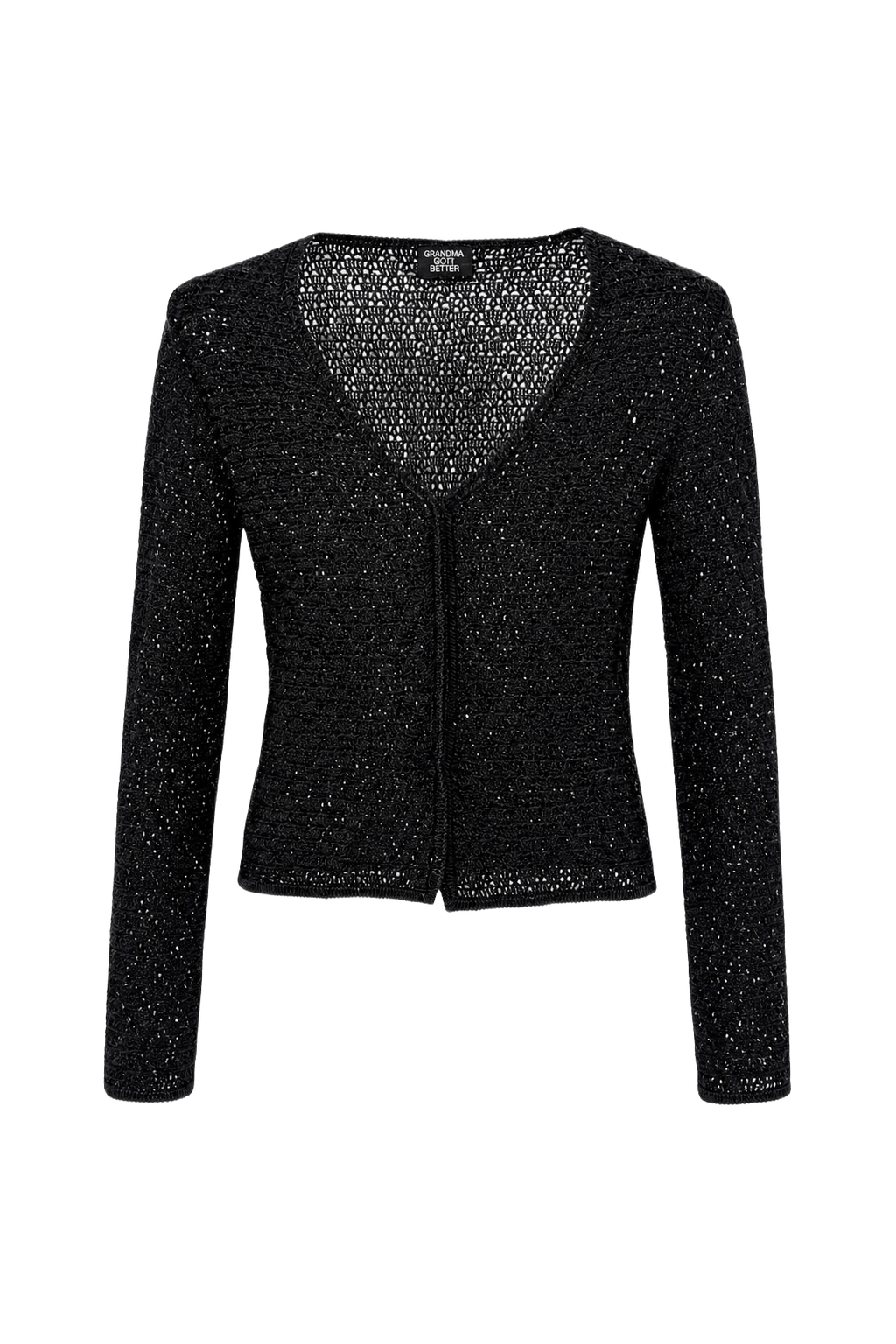 1990s Black Knit Cardigan - Front View