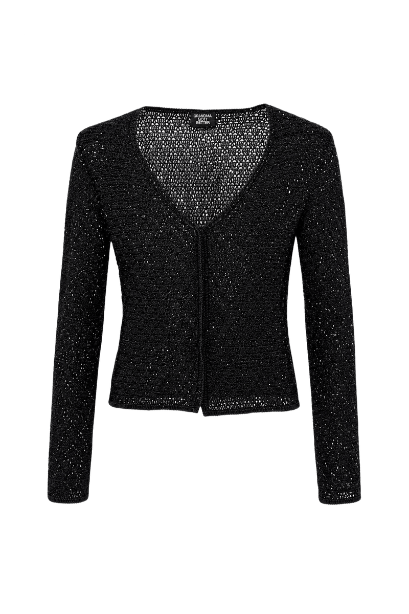 1990s Black Knit Cardigan - Front View