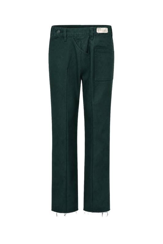 1970s Green Cotton Blend Trousers - Front View