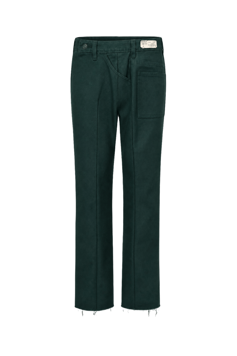 1970s Green Cotton Blend Trousers - Front View