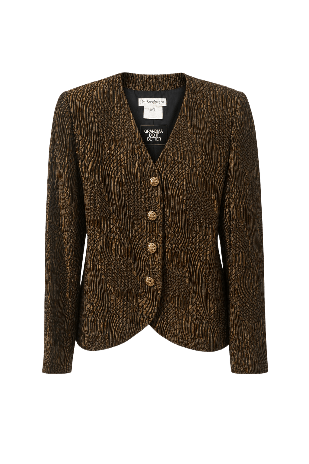 1980s Gold Wool Blend Blazer - Front View
