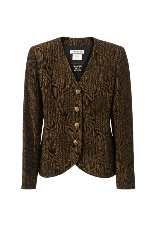 1980s Gold Wool Blend Blazer - Front View