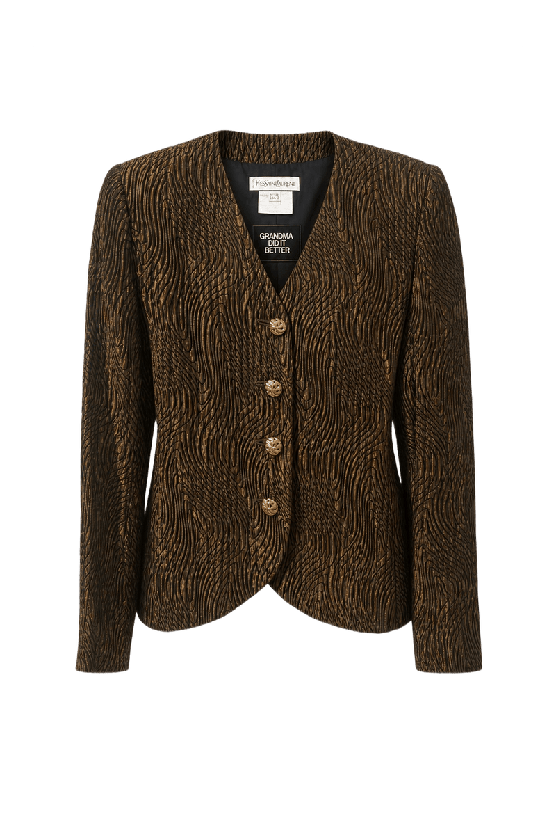 1980s Gold Wool Blend Blazer - Front View