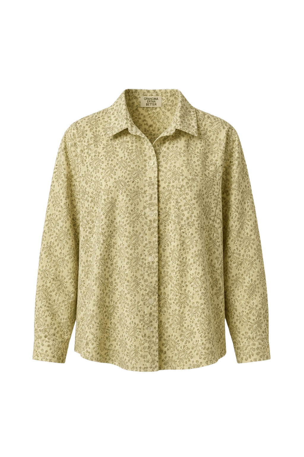 1980s Light Yellow Cotton Shirt - Front View