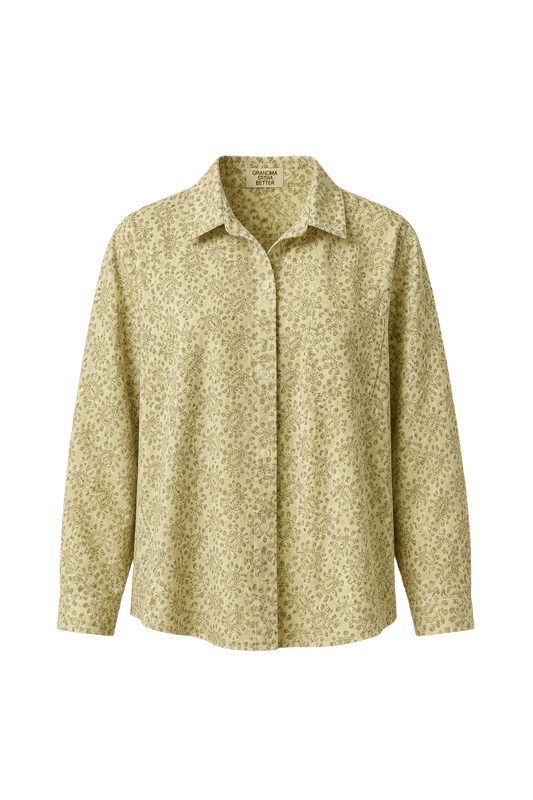 1980s Light Yellow Cotton Shirt - Front View
