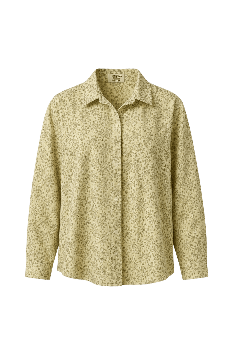 1980s Light Yellow Cotton Shirt - Front View
