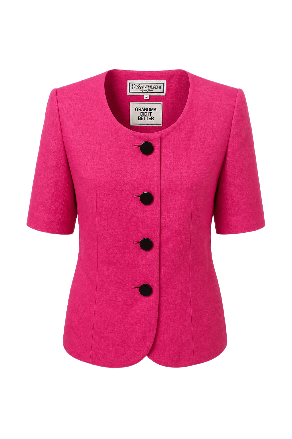 1980s Bright Pink Synthetic Jacket - Front View
