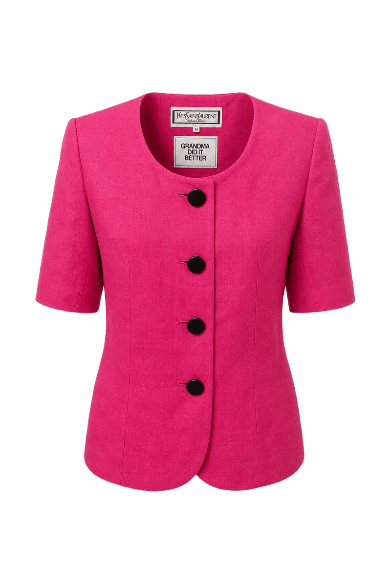 1980s Bright Pink Synthetic Jacket - Front View