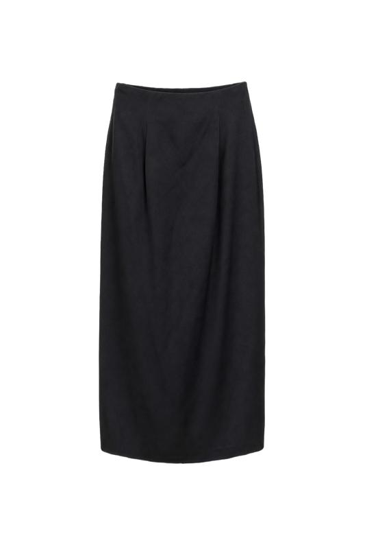 1990s Navy Blue Synthetic Skirt - Front View
