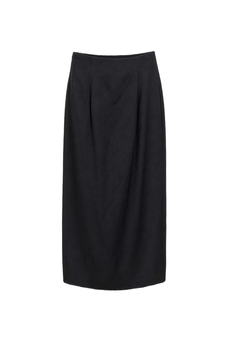1990s Navy Blue Synthetic Skirt - Front View