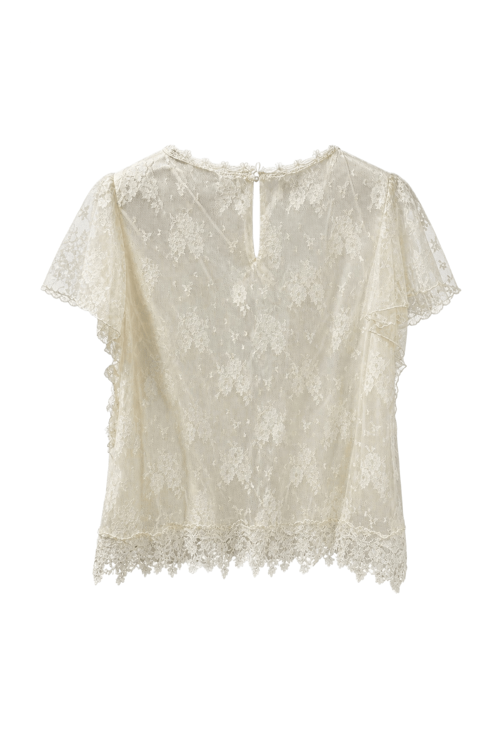 1980s Cream White Lace Blouse - Front View