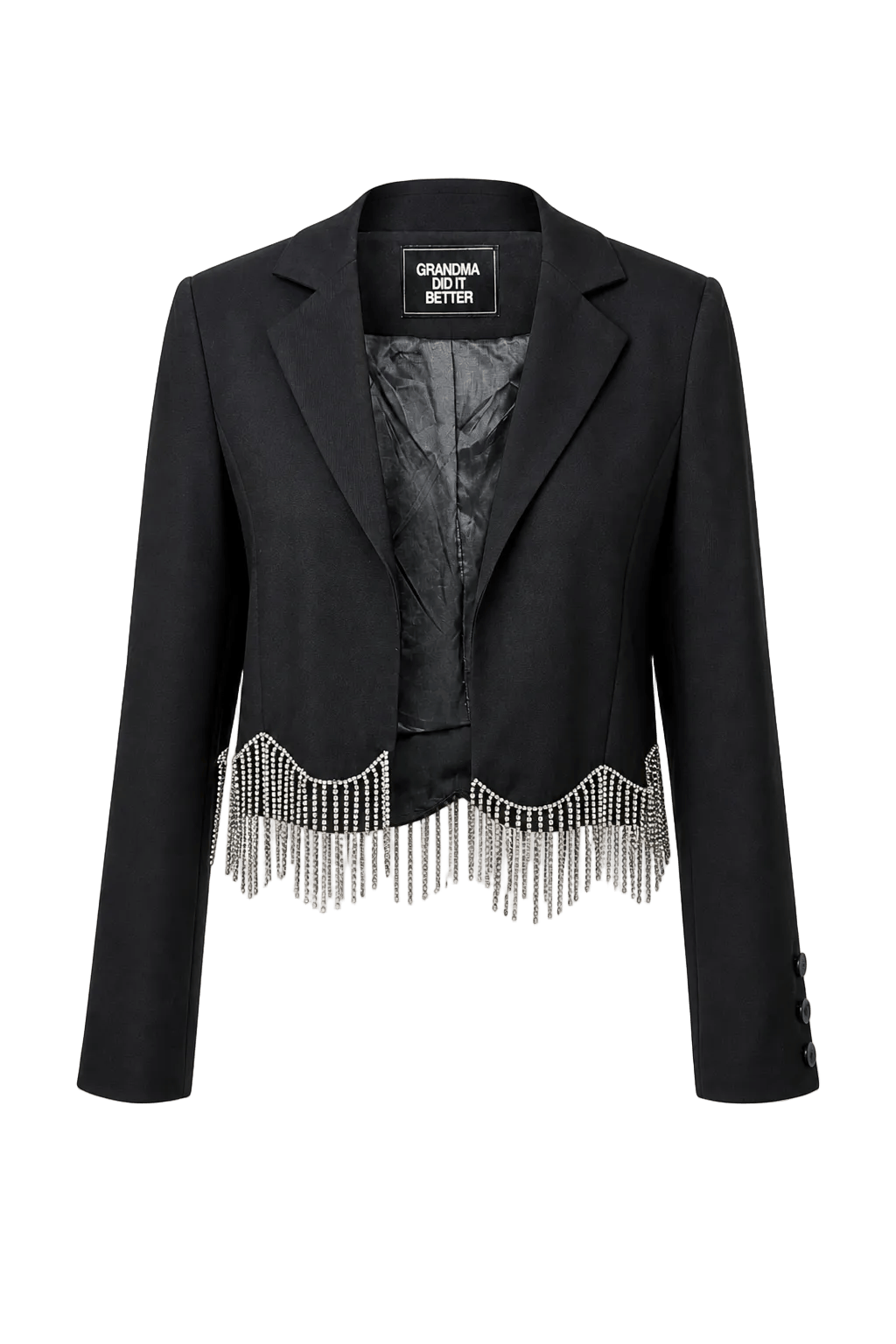 1980s Black Synthetic Jacket - Front View