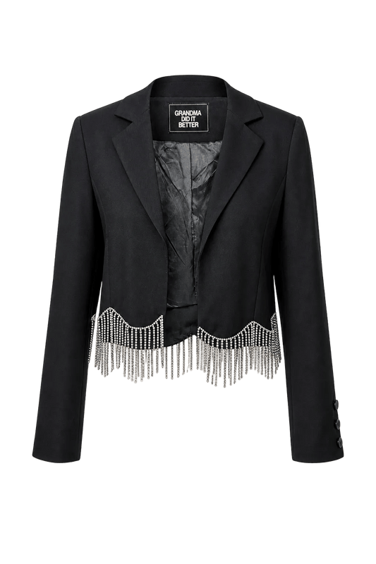 1980s Black Synthetic Jacket - Front View