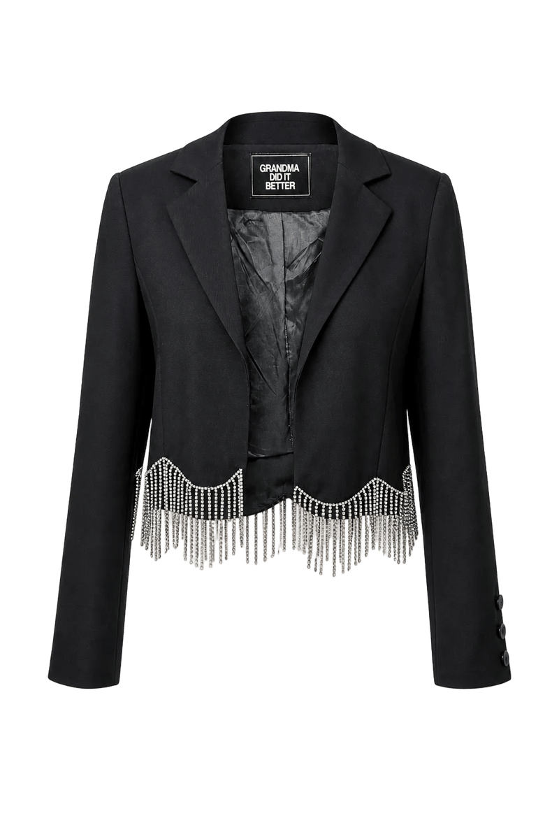 1980s Black Synthetic Jacket - Front View