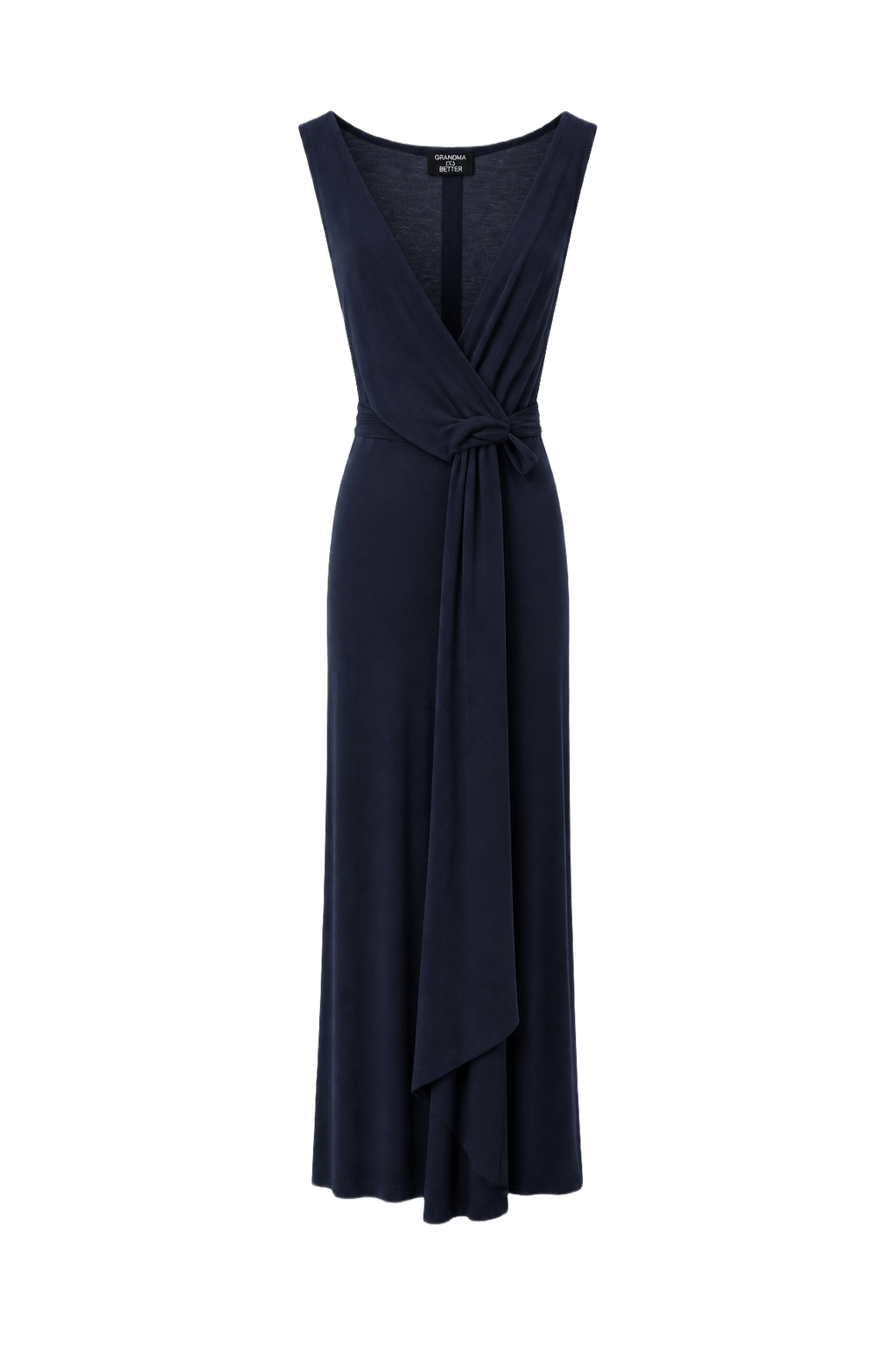1990s Navy Cotton Blend Dress - Front View