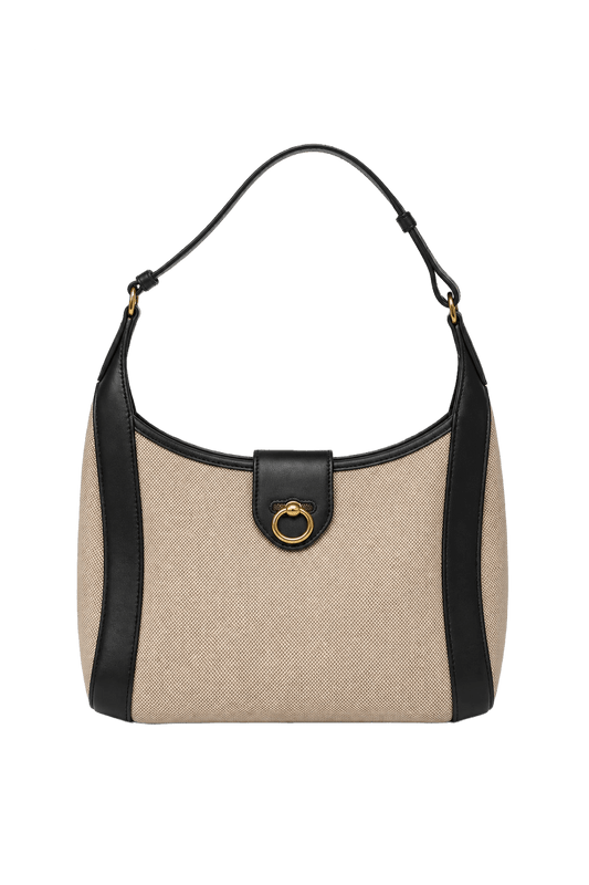 1980s Cream Canvas Bag - Front View