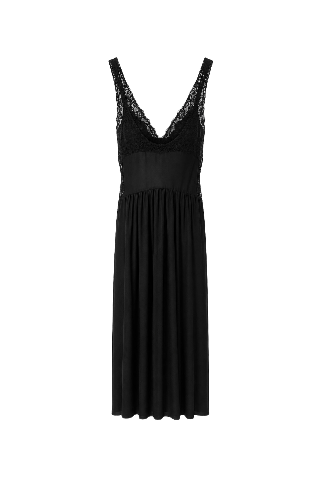1970s Black Polyester Blend Midi Dress - Front View