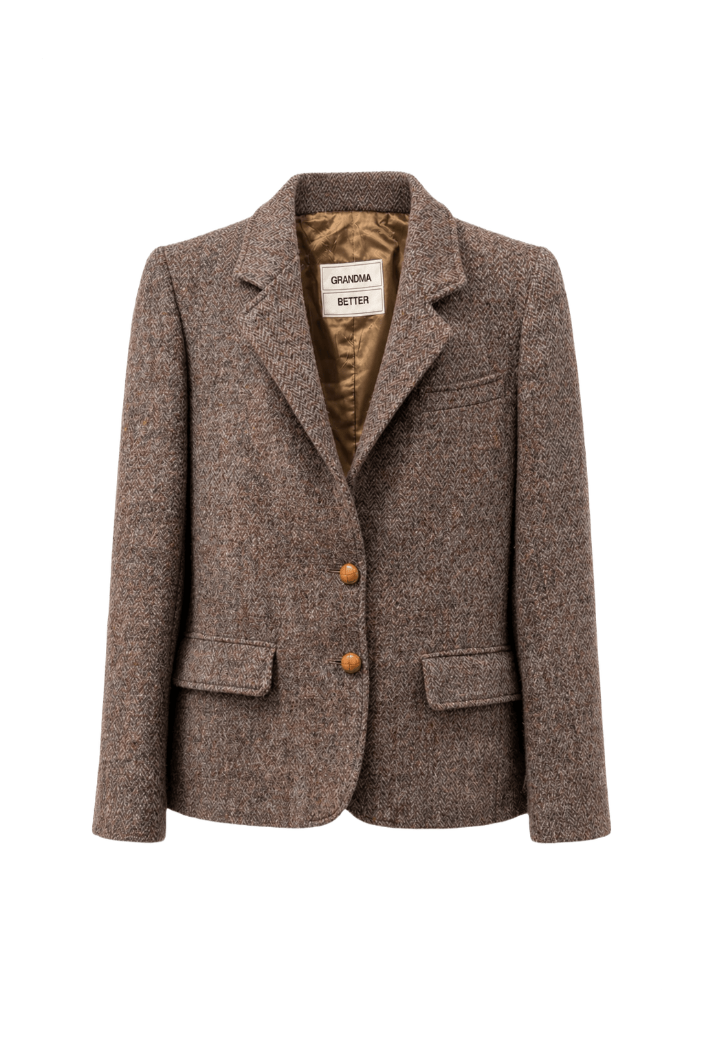 1950s Tweed Brown Wool Blazer - Front View