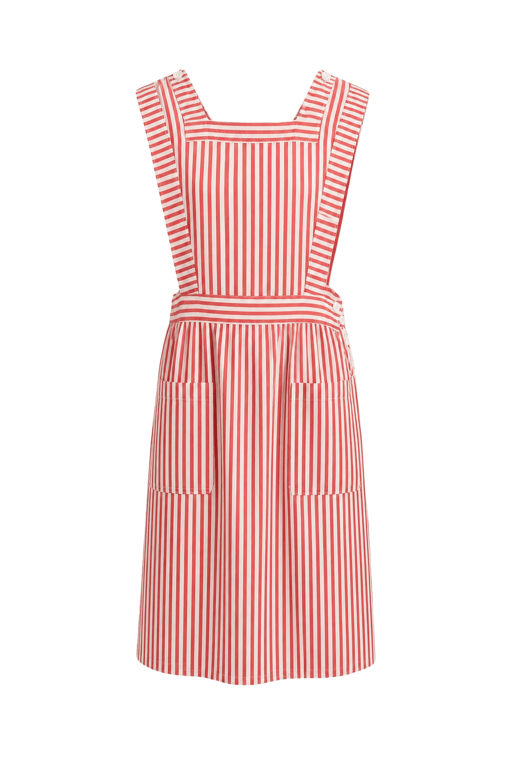 1960s Red Cotton Pinafore Dress - Front View