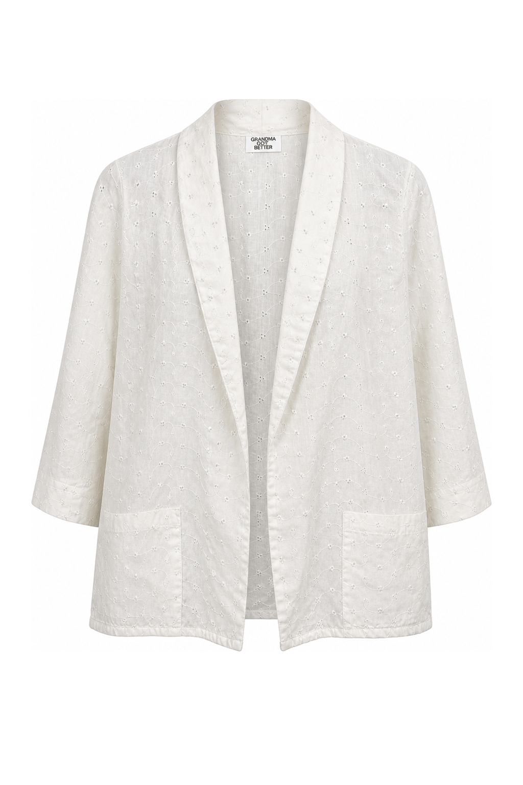 1960s Cream White Cotton Blend Jacket - Front View