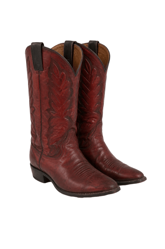 1970s Red Leather Boots - Front View