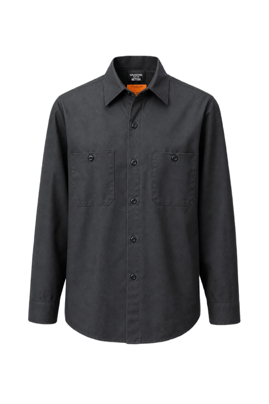 1980s Charcoal Grey Cotton Blend Shirt - Front View