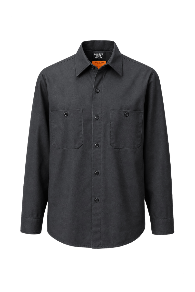 1980s Charcoal Grey Cotton Blend Shirt - Front View