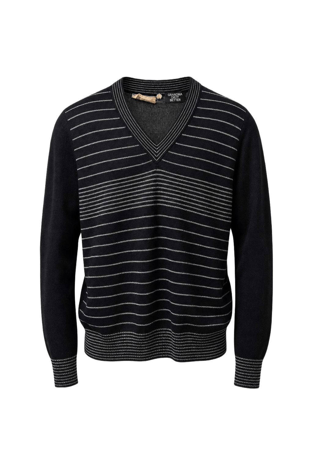 1970s Black Wool Blend Sweater - Front View