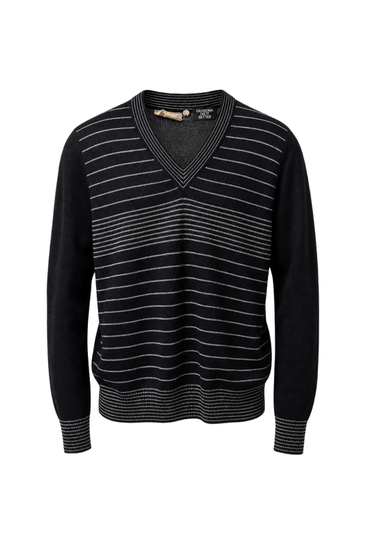 1970s Black Wool Blend Sweater - Front View
