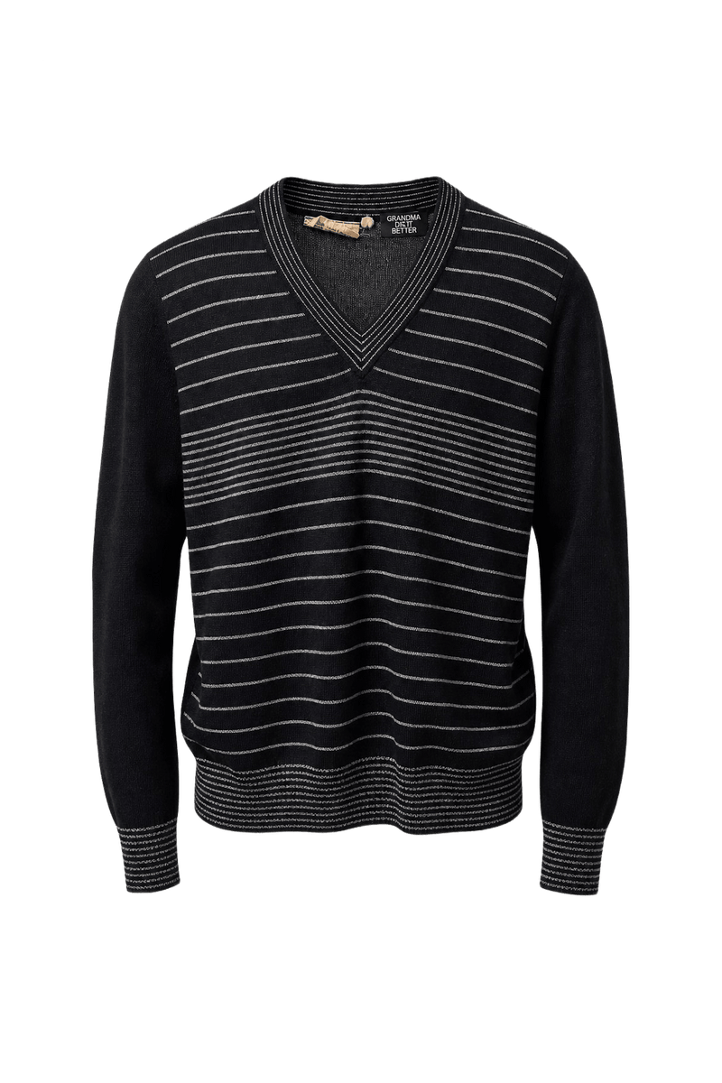 1970s Black Wool Blend Sweater - Front View