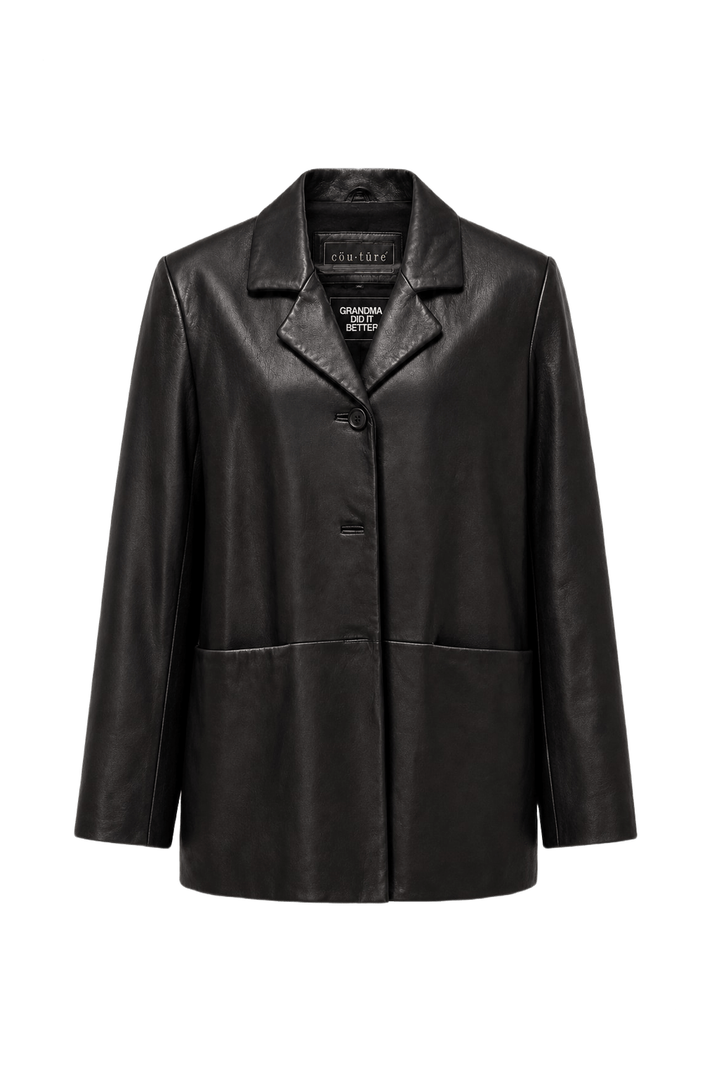 1990s Black Leather Jacket - Front View