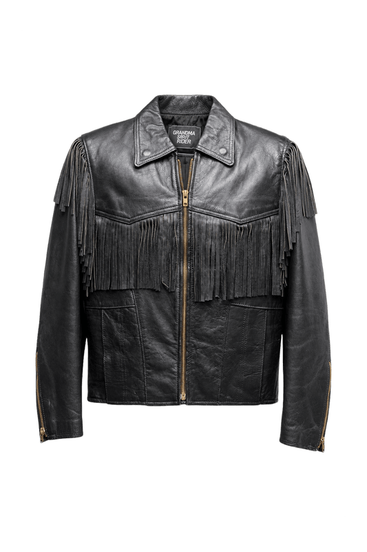 1980s Black Leather Jacket - Front View